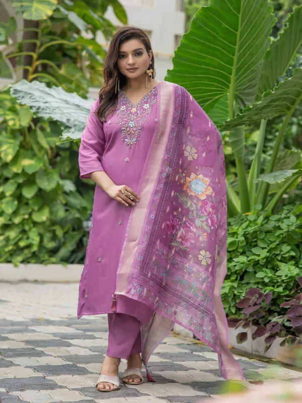Pack_of_2_-_Rayon_and_Silk_Blend_Kurta_Pant_Dupatta_Set_For_Women_