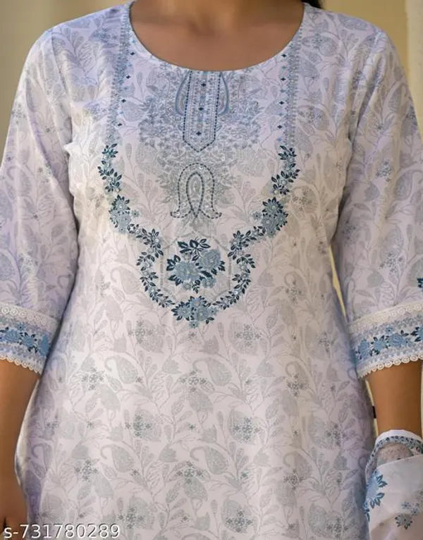 White_Silk_Blend_Kurta_Pant_Dupatta_Set_For_Women