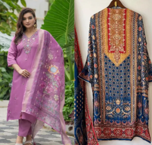 Pack_of_2_-_Rayon_and_Silk_Blend_Kurta_Pant_Dupatta_Set_For_Women_