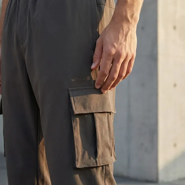 Khaki_Terry_Lycra_Cargo_Pants_For_Men