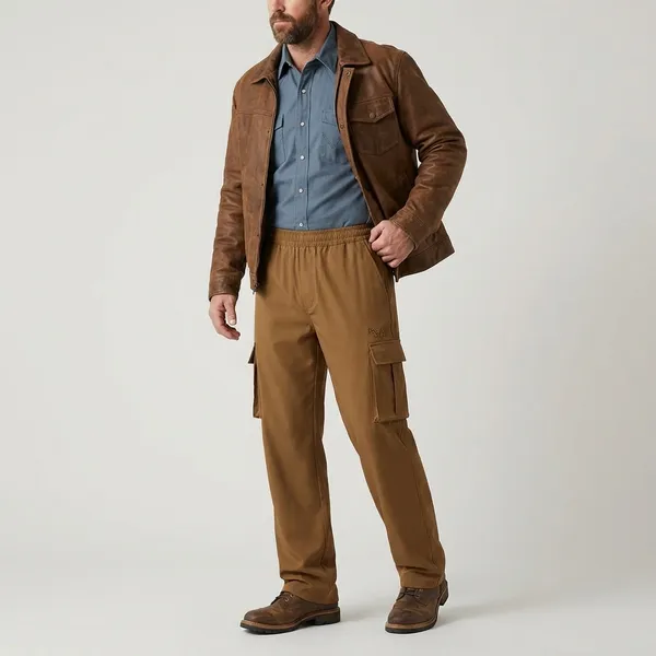Khaki_Terry_Lycra_Cargo_Pants_For_Men