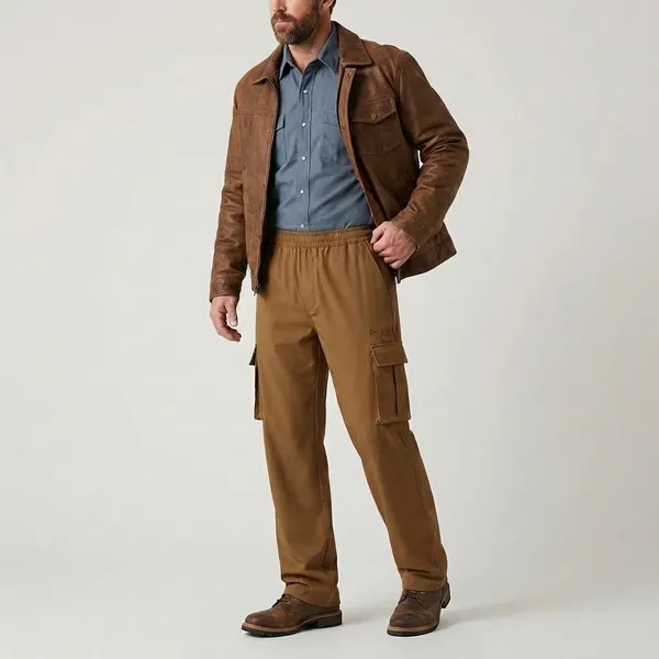 Khaki_Terry_Lycra_Cargo_Pants_For_Men
