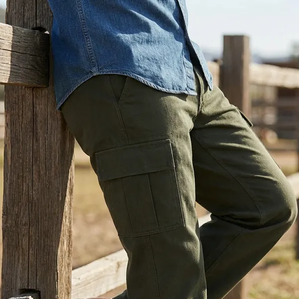 Olive_Green_Cotton_Twill_Cargo_Pants_For_Men