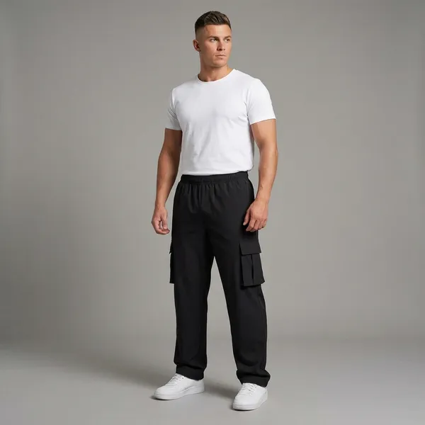 Black_Terry_Lycra_Cargo_Pants_For_Men