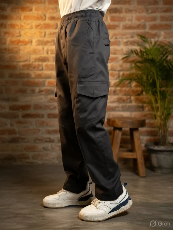 Black_Cotton_Twill_Cargo_Pants_For_Men