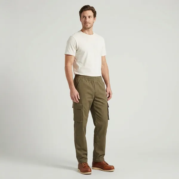 Olive_Green_Cotton_Twill_Cargo_Pants_For_Men