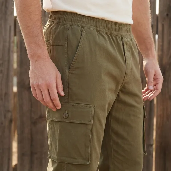 Olive_Green_Cotton_Twill_Cargo_Pants_For_Men