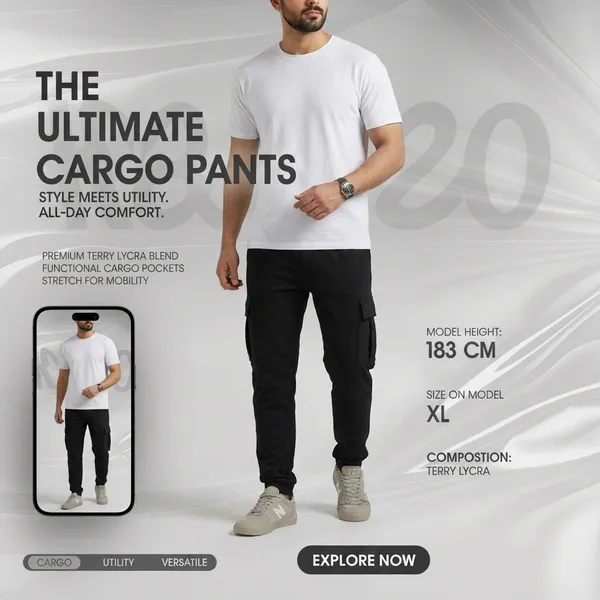Black_Terry_Lycra_Cargo_Pants_For_Men