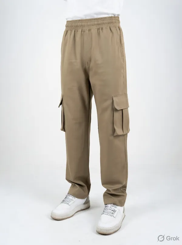 Olive_Green_Terry_Lycra_Cargo_Pants_For_Men