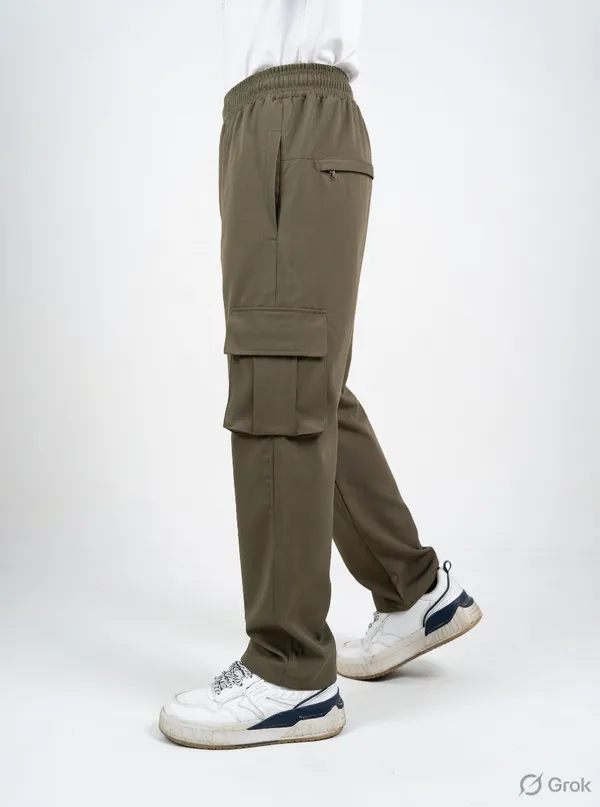 Olive_Green_Terry_Lycra_Cargo_Pants_For_Men
