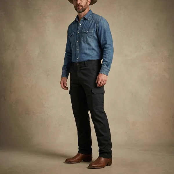 Black_Cotton_Twill_Cargo_Pants_For_Men