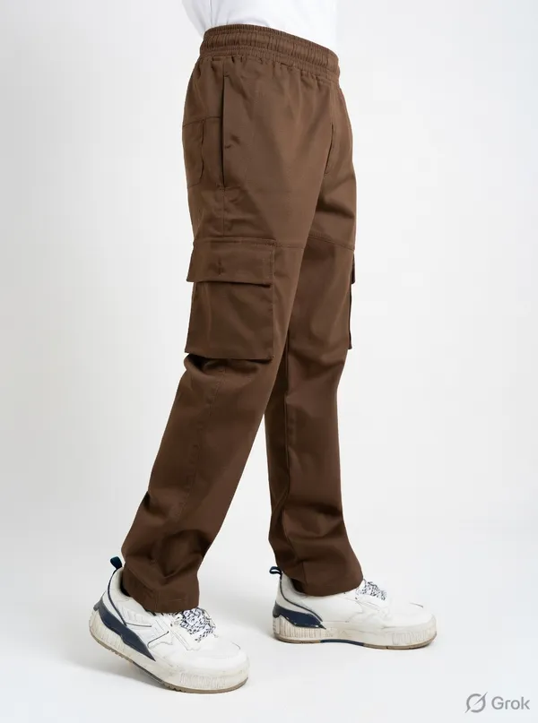 Brown_Cotton_Twill_Cargo_Pants_For_Men