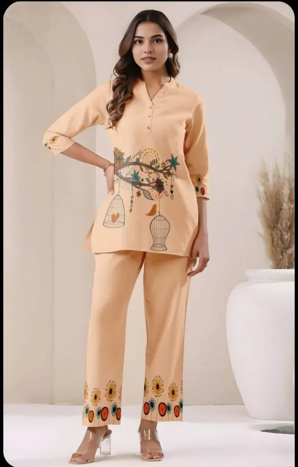 Sharda_Ethnic_Noor_Peach_Digital_Print_Polyrayon_Co-Ord_Set
