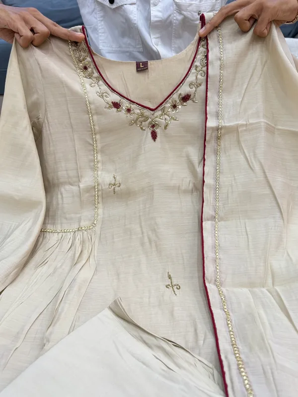 Almond_Beige_Pure_Mul_Chanderi_Anarkali_Suit_Set_With_Handwork_&_Embroidery