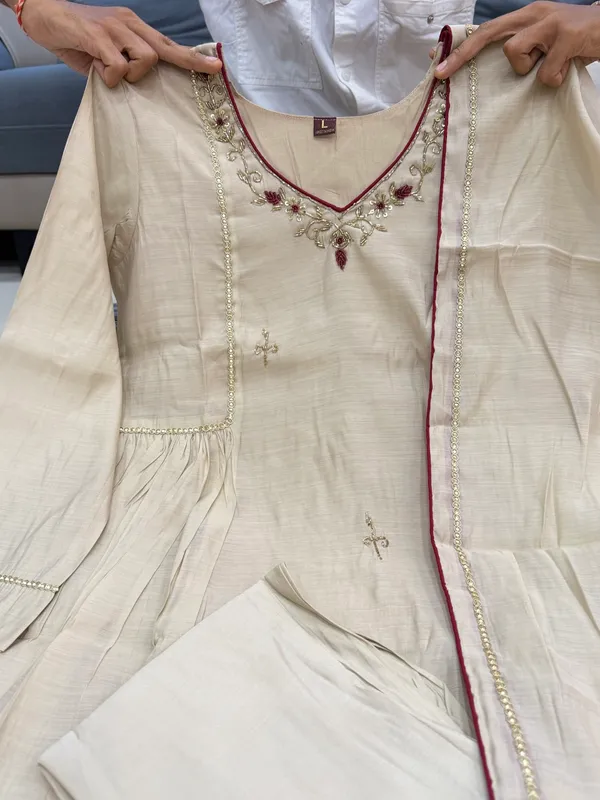 Almond_Beige_Pure_Mul_Chanderi_Anarkali_Suit_Set_With_Handwork_&_Embroidery