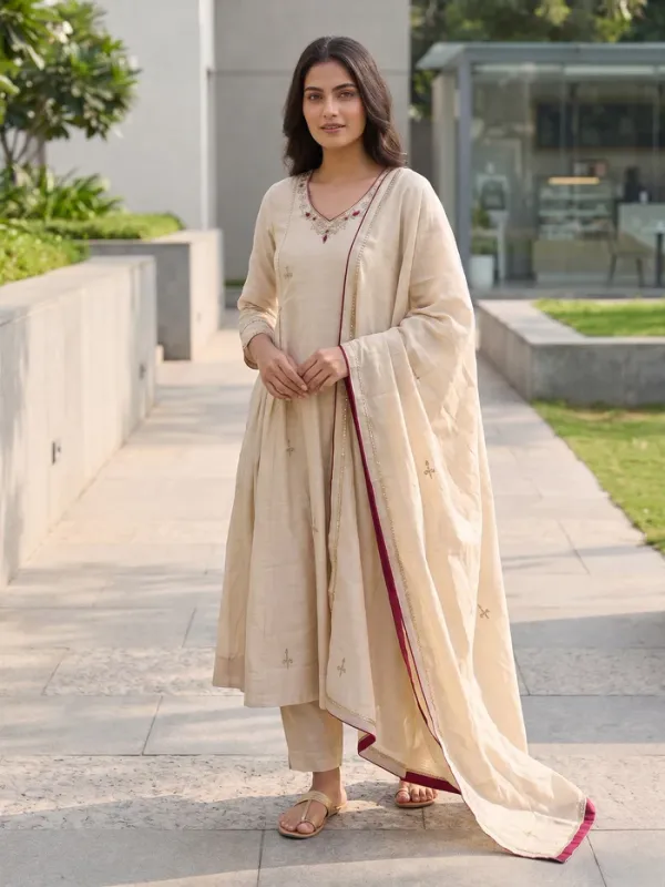 Almond_Beige_Pure_Mul_Chanderi_Anarkali_Suit_Set_With_Handwork_&_Embroidery
