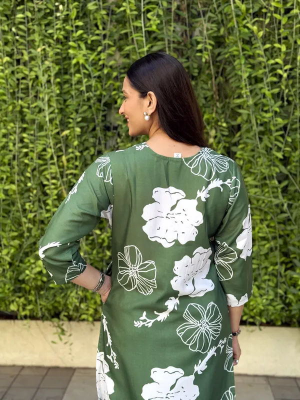 Green_Premium_Long_Kurti_Pant_Co-ord_Set_For_Women