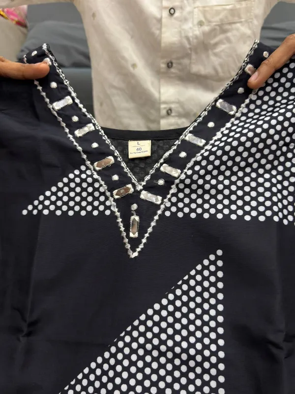 Lime_Black_Premium_Pure_Cotton_Slub_Kurti_Pant_Set_with_Stylish_Chevron_Yoke