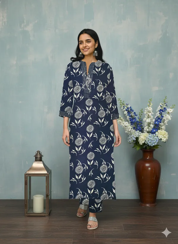 Navy_Blue_Poly_Rayon_Premium_Kurta_And_Pant_Set_For_Women