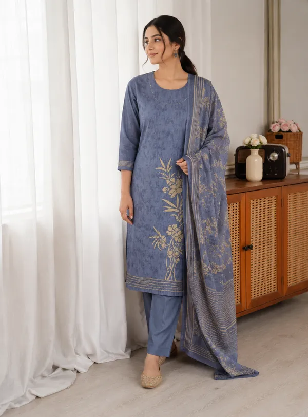 Premium_Cotton_3_Piece_Suit_Set_with_Mul_Cotton_Dupatta_|_Floral_Printed_Kurta_Pant_Set_for_Women