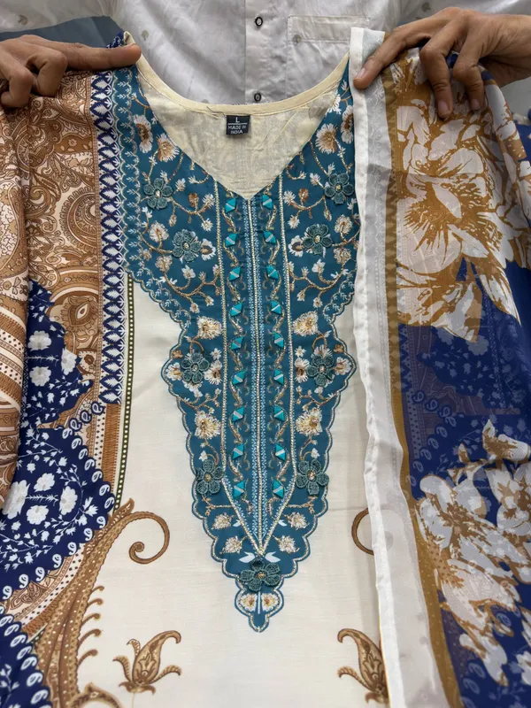 Royal_Blue_&_Ivory_Berry_Silk_Suit_Set_With_Mirror_Work_&_Printed_Dupatta