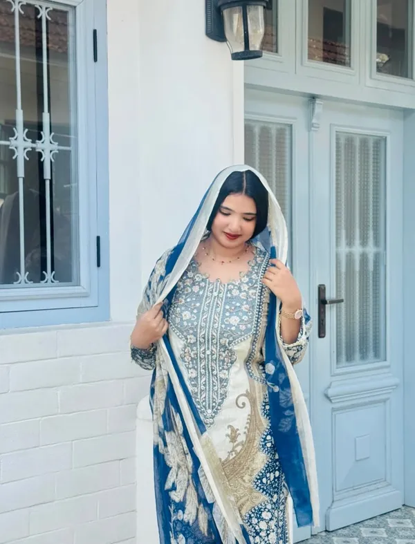 Royal_Blue_&_Ivory_Berry_Silk_Suit_Set_With_Mirror_Work_&_Printed_Dupatta