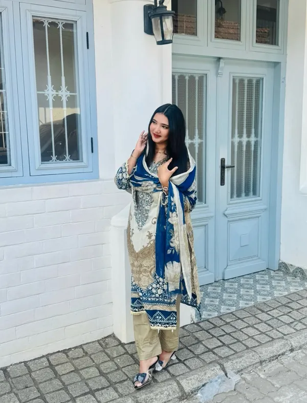 Royal_Blue_&_Ivory_Berry_Silk_Suit_Set_With_Mirror_Work_&_Printed_Dupatta