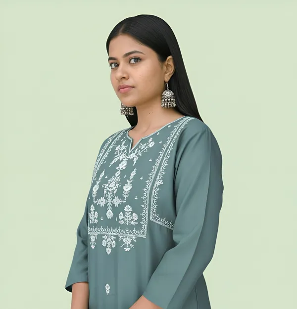 Grey_Ply_Rayon_Premium_Kurta_With_Pants_Set_For_Women