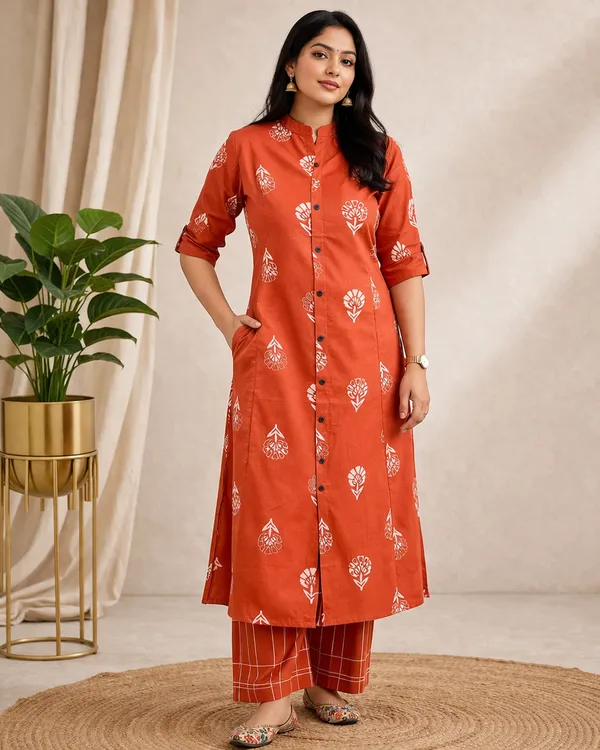 Sharda_Ethnic_Noor_Rust_Digital_Print_Polyrayon_Co-Ord_Set