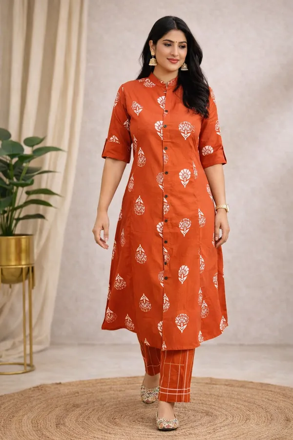 Sharda_Ethnic_Noor_Rust_Digital_Print_Polyrayon_Co-Ord_Set
