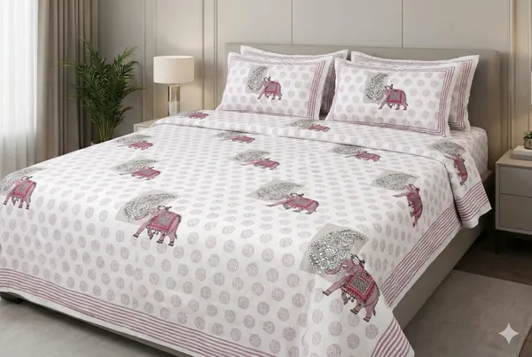 Ivory_Elephant_Motif_Ethnic_Cotton_Bedsheet_Set