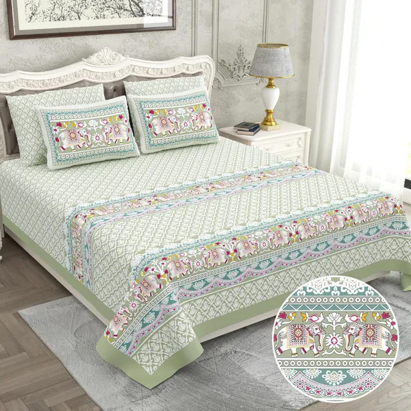 Bedsheet_With_Elephant_And_Floral_Motifs