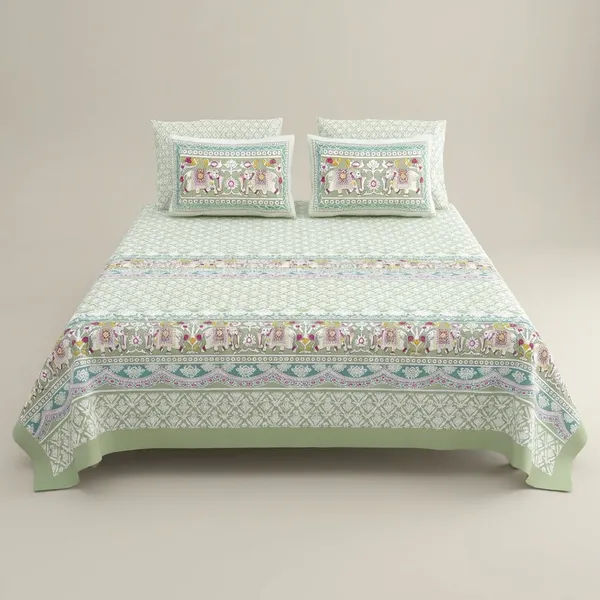 Bedsheet_With_Elephant_And_Floral_Motifs