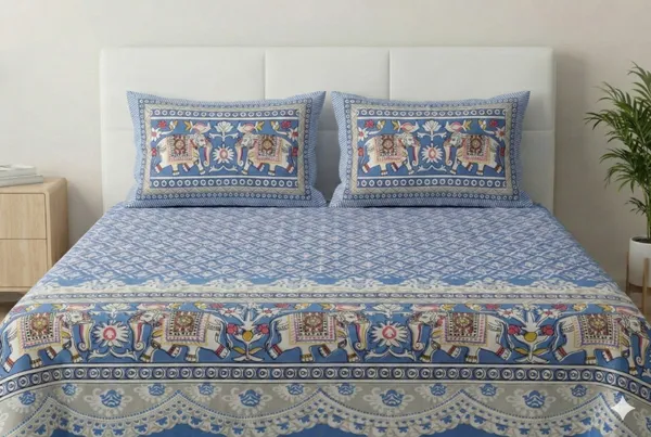 Bedsheet_With_Elephant_And_Floral_Motifs