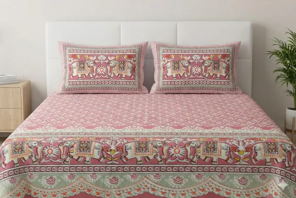 Bedsheet_With_Elephant_And_Floral_Motifs