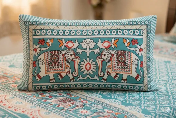 Bedsheet_With_Elephant_And_Floral_Motifs