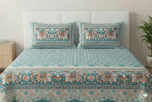 Bedsheet_With_Elephant_And_Floral_Motifs
