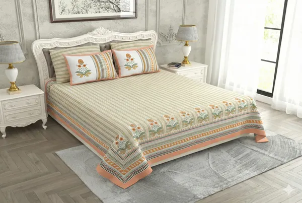 Bedsheet_With_Floral_And_Striped_Design