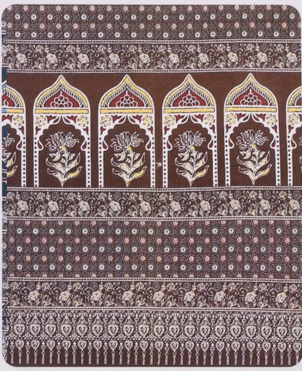 Brown_Floral_Arch_Print_King_Size_Cotton_Bedsheet