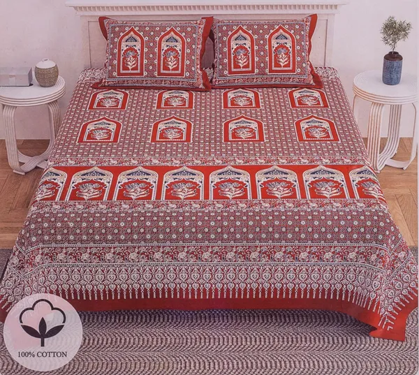 Floral_Arch_Print_King_Size_Cotton_Bedsheet