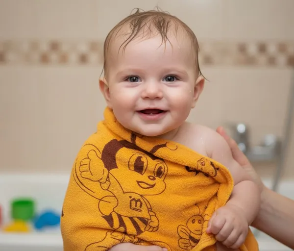 Yellow_Cartoon_Bee_Design_Baby_Bath_Towel