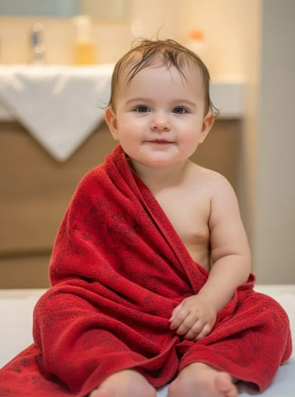 Soft_Red_Floral_Print_Baby_Bath_Towel