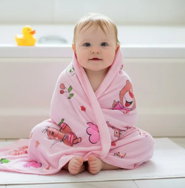 Pink_Happy_Tunny_Cartoon_Baby_Bath_Towel