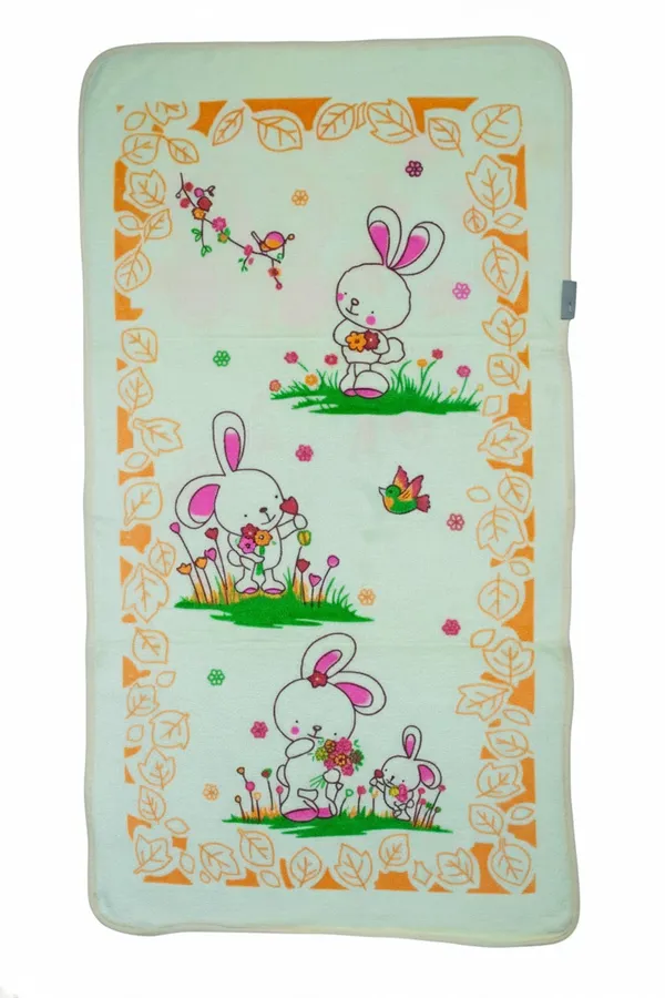 Cute_Bunny_And_Bird_Garden_Print_Baby_Bath_Towel