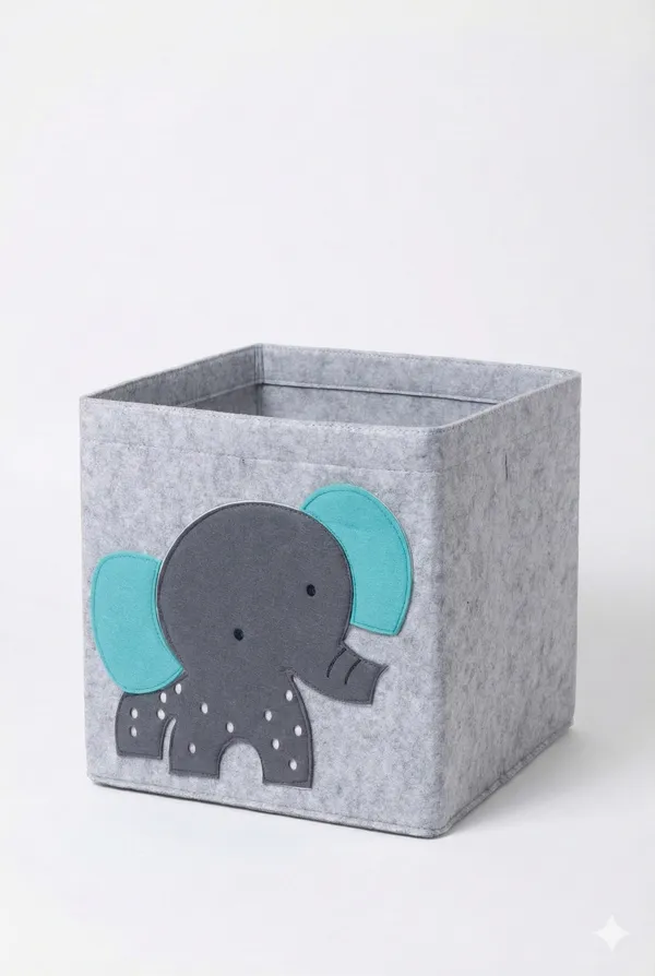 Elephant_Print_Fabric_Laundry_Storage_Organizer