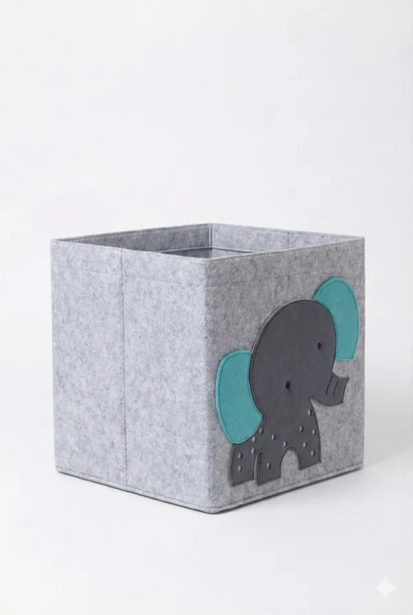 Elephant_Print_Fabric_Laundry_Storage_Organizer