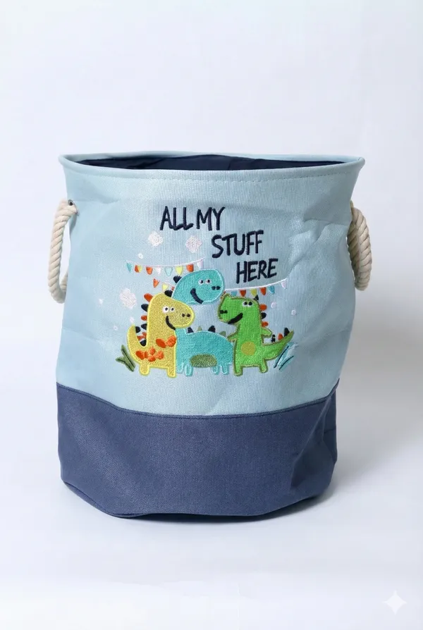 Dinosaur_Print_Fabric_Laundry_Bag_With_Rope_Handles