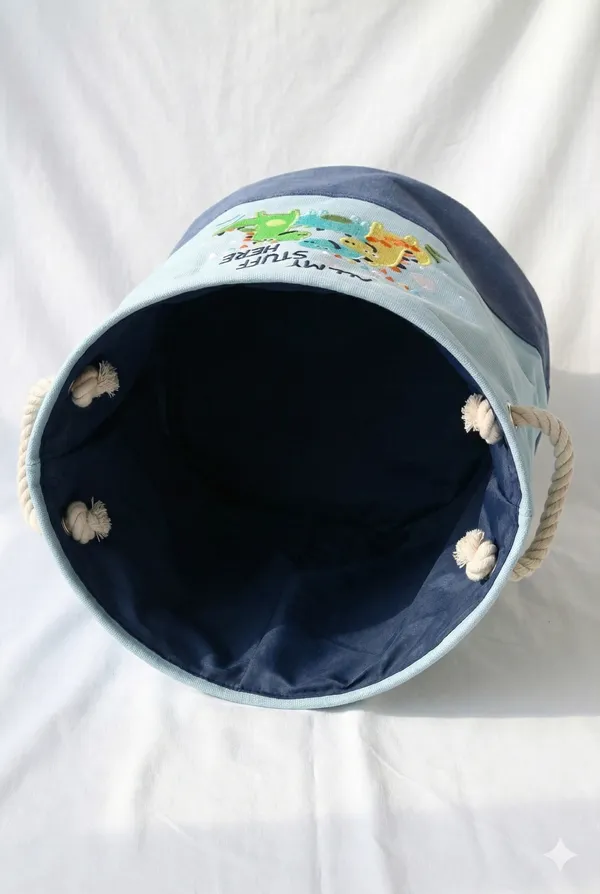 Dinosaur_Print_Fabric_Laundry_Bag_With_Rope_Handles
