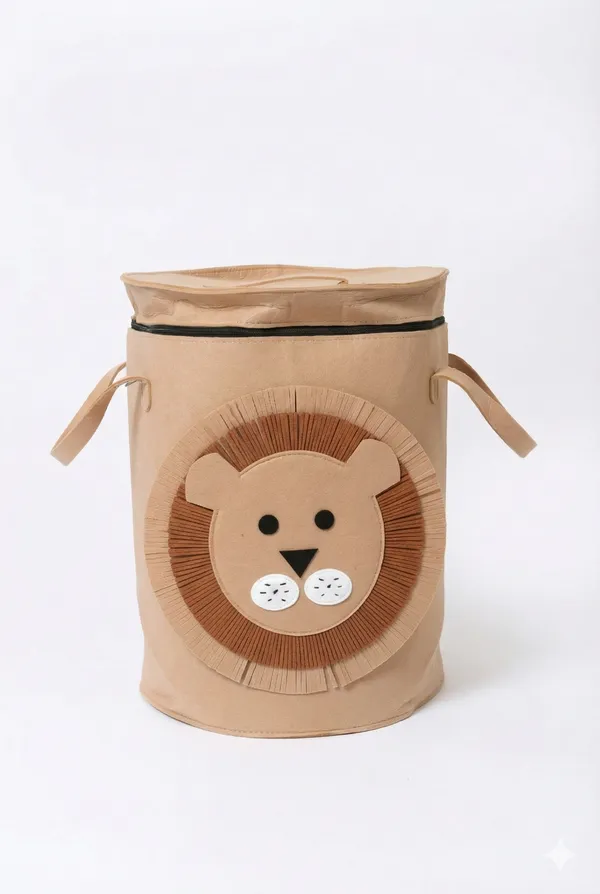 Lion_Face_Fabric_Laundry_Bag_With_Zip_Closure