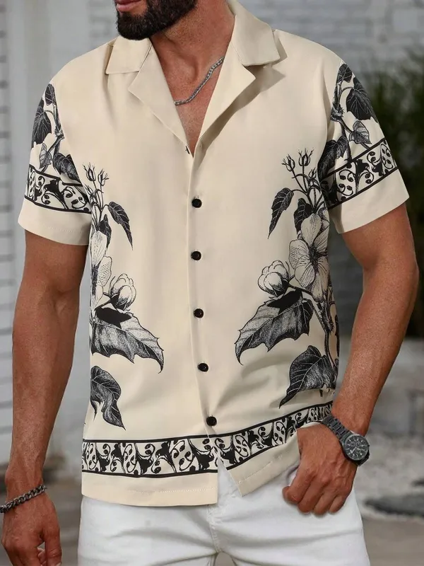 Beige_Premium_Cotton_Blend_Casual_Shirt_For_Men